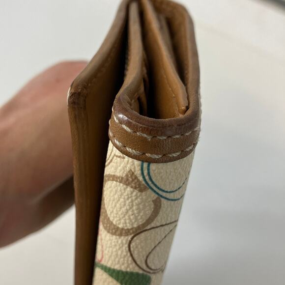 COACH SIGNATURE MULTI COLOR SIGNATURE LEATHER WALLET - Picture 7 of 13